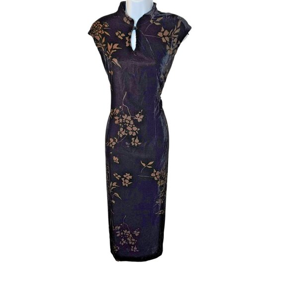 Jessica Howard Petite 14 Black Floral Keyhole Midi Dress | Cocktail Party - Picture 1 of 9